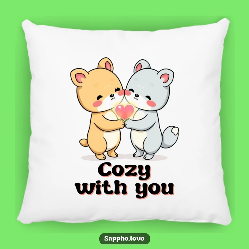 Funny Animal Friends Pillow - Cozy Love Heart Friendship Decor Gift