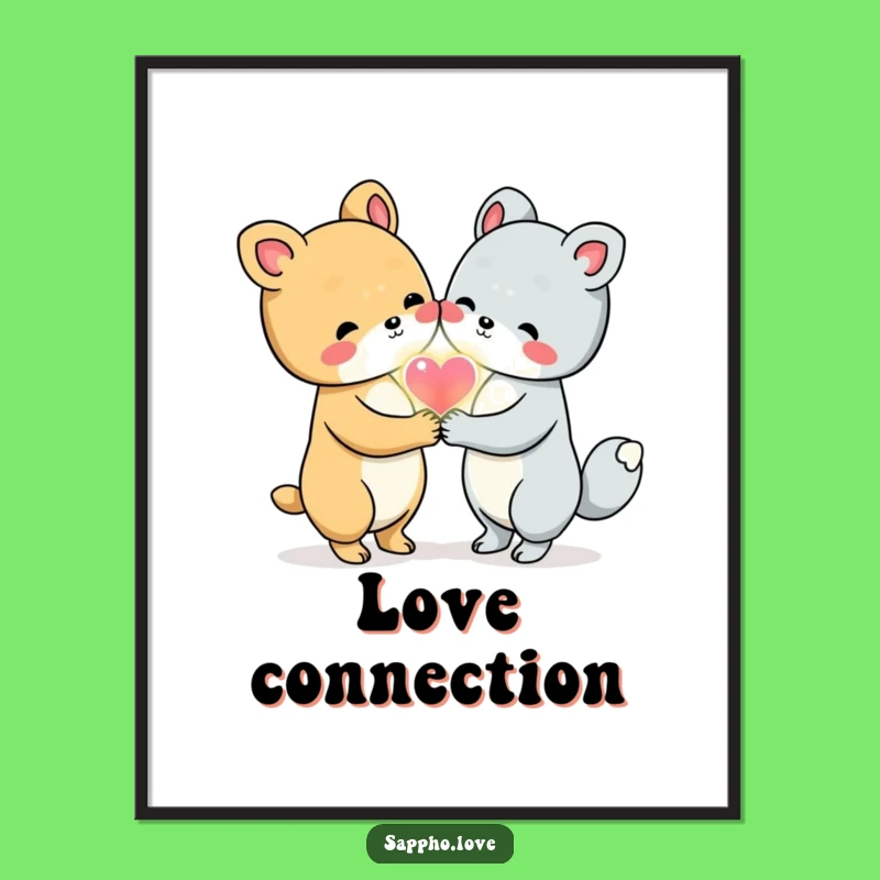 Funny Animal Friends Digital Art - Cute Love Heart Friendship Decor Gift
