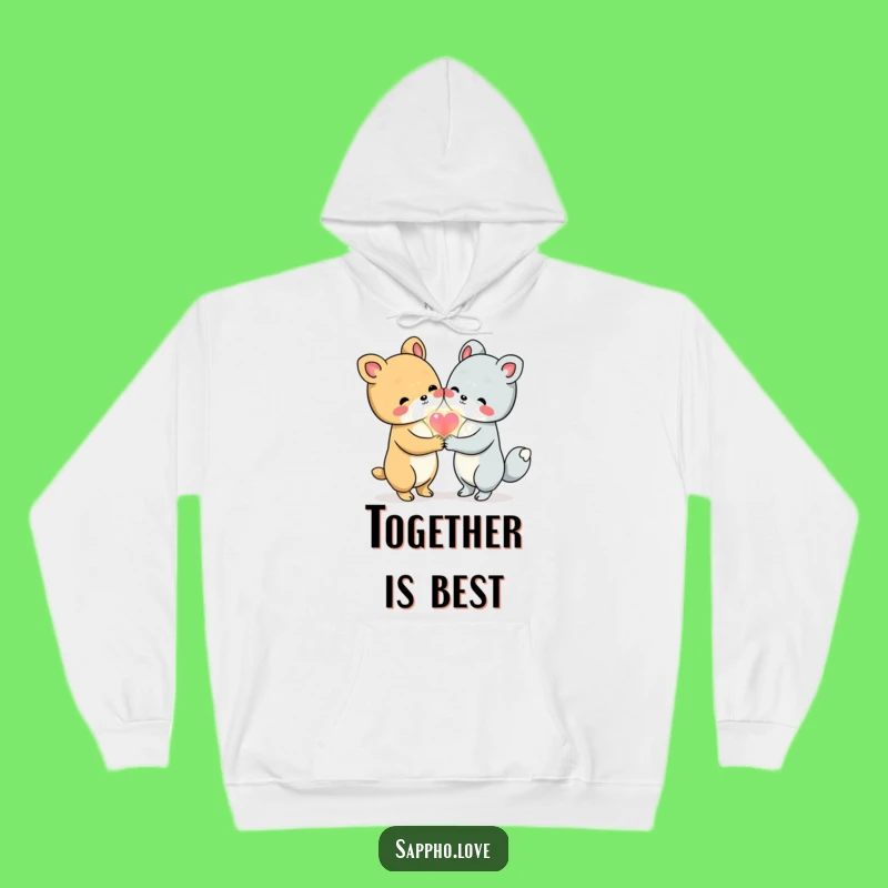 Funny Animal Friends Hoodie - Cozy Love Heart Friendship Comfort Gift