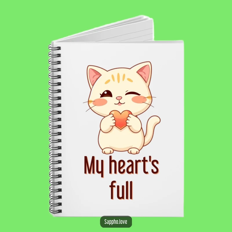 Funny Cat Notebook: Winking Feline with Glowing Heart