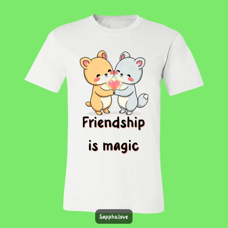 Funny Animal Friends T-Shirt - Cute Love Heart Friendship Apparel Gift