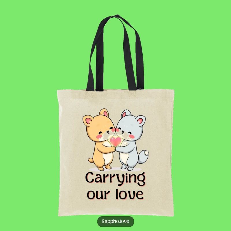 Funny Animal Friends Tote Bag - Cute Love Heart Friendship Carryall Gift